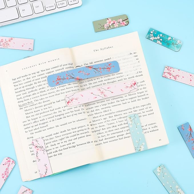 48 Pcs Magnetic Bookmarks, Floral Magnet Book Markers Magnetic Page Clip, Funny Magnet Page Markers for Teachers Students Women Reading