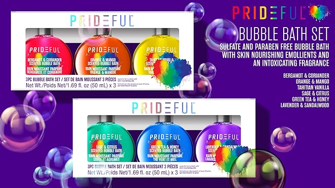 Prideful 3pc Bubble Bath Set (50ML) X 3 (Sage & Citrus, Green Tea & Honey, Lavender & Sandalwood)