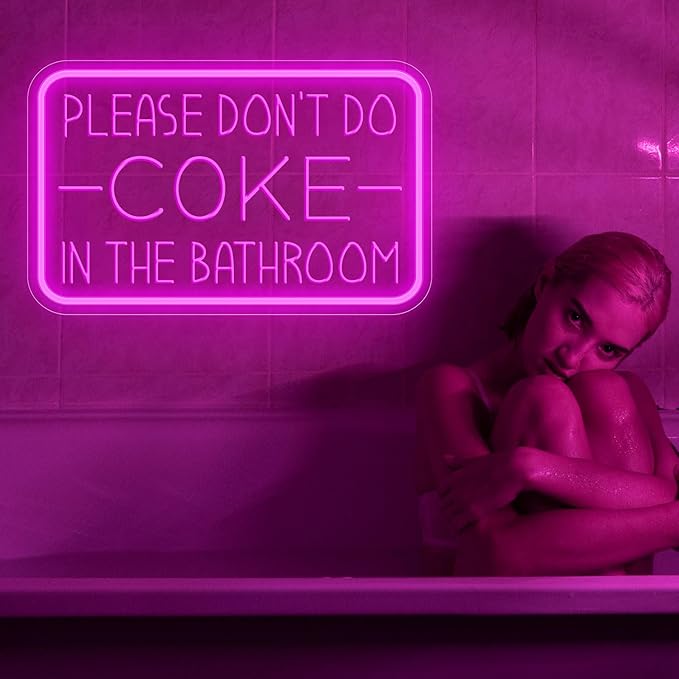 Please Don't Do Coke in The Bathroom Neon Sign for Wall Decor,USB Powered LED Neon Light with Adjustable Brightness,Light Up Sign for Party Decor,Bathroom,Christmas Gifts