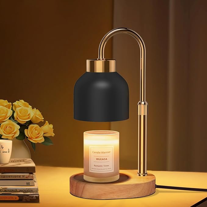 Candle Warmer Lamp with Timer and Dimmer and 2 Bulbs, Height and Brightness Adjustable, Black Electric Wax Warmer for Women Mom, Best Birthday and House Warming Gift New Home Decor
