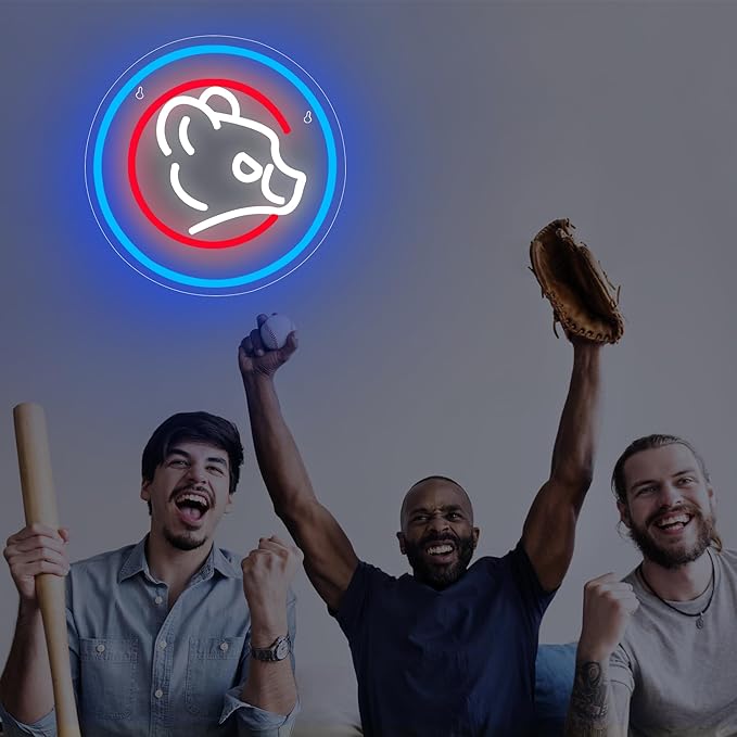 Baseball Neon Sign for Wall Decor Baseball LED Light Up Sign Sports Signs Baseball Decor for Bedroom Boys Room Neon Signs for Man Cave Baseball Gifts for Fans Men Teens Size13.4 * 13.4in(FMXD137)