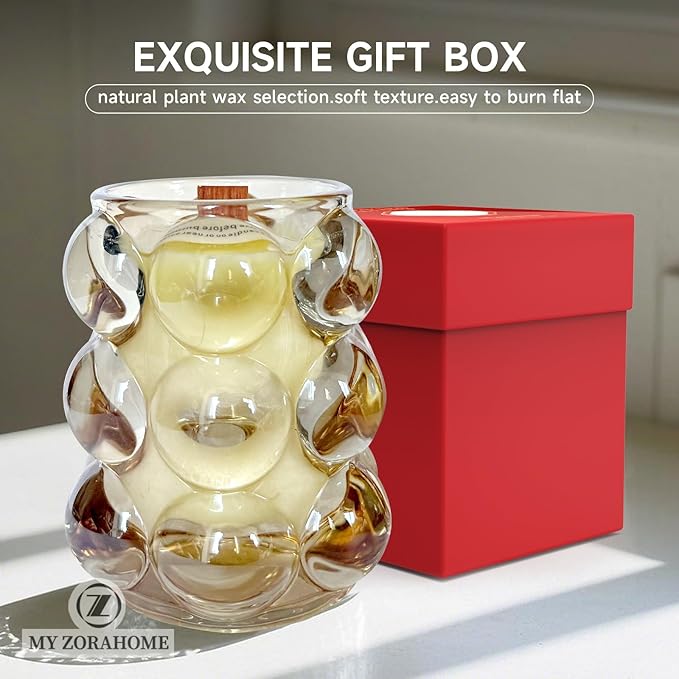 Multi Color Bubbles Glass Soy Wax Scented Candle, Aromatherapy Jar Candles for Home Scented or As a Christmas Holiday Candle Gift for Your Lover(Scents White Tea Ginger/7OZ/40Hours Burning) 