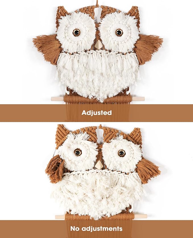 AceList Large Owl Decor - Handcrafted Macrame Hat Hangers for Wall and Door - Stylish Hat Organizer for Baseball Caps, Macrame Wall Hanging for Bedroom, Living Room, Kitchen Decor