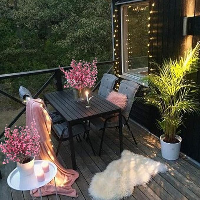 AILANDA 6 Bundles Artificial Flowers Gypsophila Bouquets Pink Spring Floral Arrangements Baby Breath Bush Real Touch Silk Floral for Wedding Table Centerpieces Party Home Garden Farmhouse