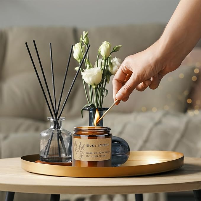 Candles for Home Scented, 4 Pack Candle Gifts for Woman, Large Lavender Rose Amber Aromatherapy Scented Candles, 220H Long Lasting Soy Wax Candle Set for Mother's Day, Birthday, Anniversary, Men