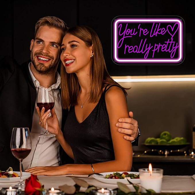 You're Like Really Pretty Neon Signs for Wall Decor, Neon Lights Signs for Bedroom Decor Birthday Gift for Teen Girls Led Neon Sign Pink Neon Sign for Home, Wedding, Party
