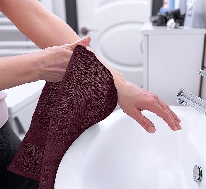 Utopia Towels 6 Pack Premium Hand Towels Set, 16 by 28 inches, 100% Ring Spun Cotton, Ultra Soft and Highly Absorbent 600GSM Towels for Bathroom, Gym, Shower, Hotel, and Spa, Burgundy