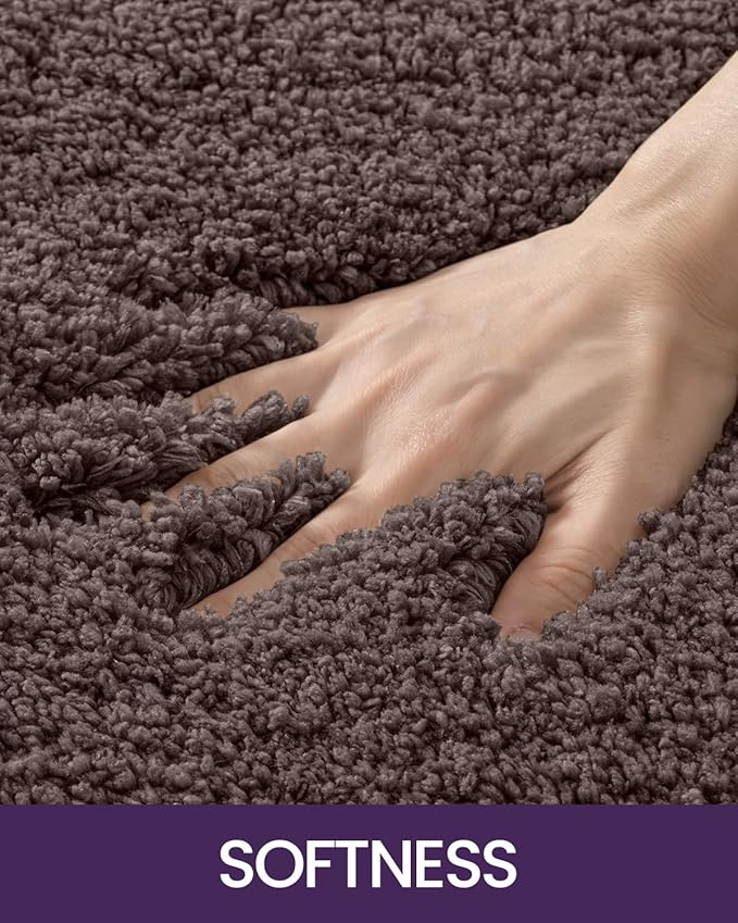 DEXI Bathroom Rug Mat 43x24, Extra Soft and Absorbent Bath Rugs, Washable Non-Slip Thick Carpet Mat for Shower Floor, Tub, Brown