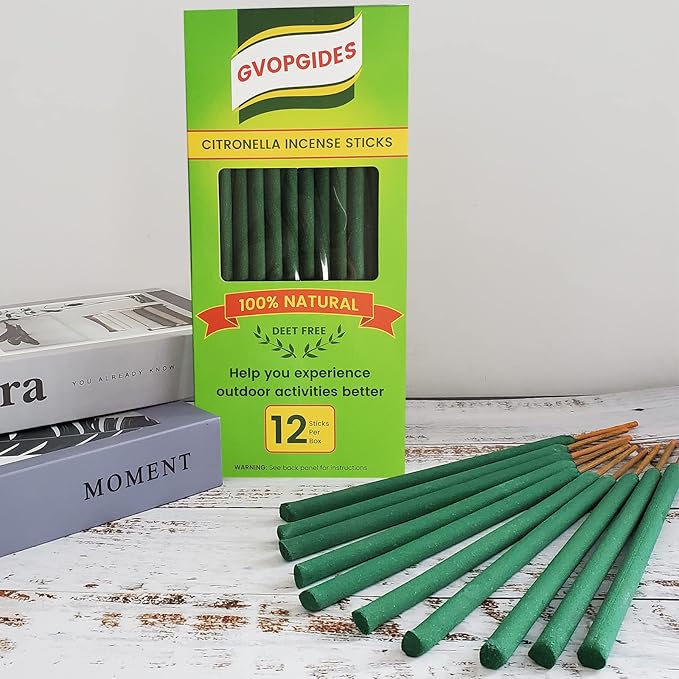 Large Citronella Incense Sticks 12 Pieces per Box, Made from Natural Plants, Suitable for Outdoors, by The Pool, in The Yard