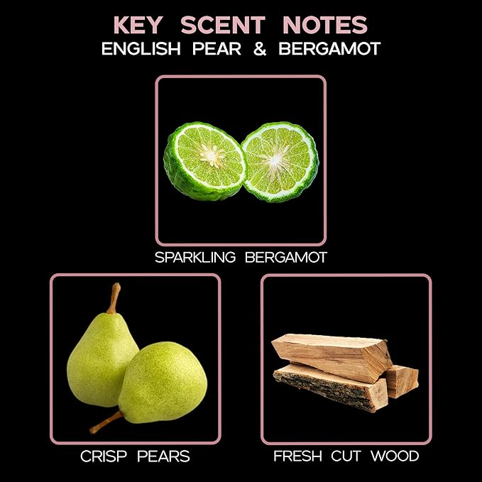 LOVSPA English Pear & Bergamot Reed Diffuser and Scented Sticks Set - Sparkling Bergamot, Crisp Pears with a Light Scent of Fresh Cut Wood - Modern Scent Diffuser for Large Rooms - Made in The USA