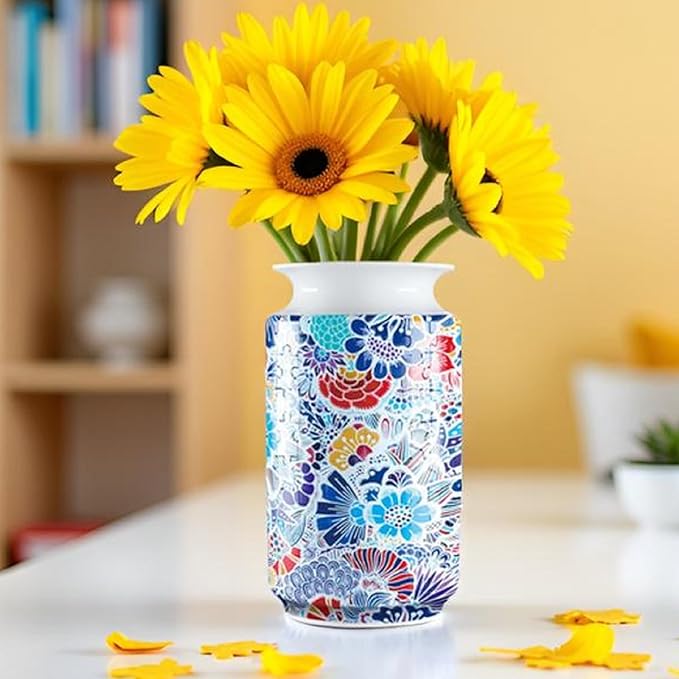 3D Puzzle Vase Unique Flower Vase for Adults Made by 162 Curved Plastic Puzzle Pieces, Vases for Flower Home Creative Gift for Parents & Housewarming