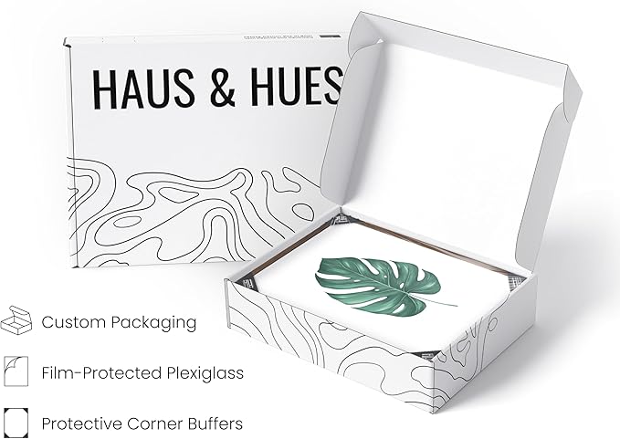 HAUS AND HUES Plant Wall Art - Botanical Prints Wall Art, Green Wall Art Collection Set Plant Pictures Wall Art, Leaves Paintings For Wall Minimalist Wall Art Sage Green Decor (8x10, Framed Walnut)