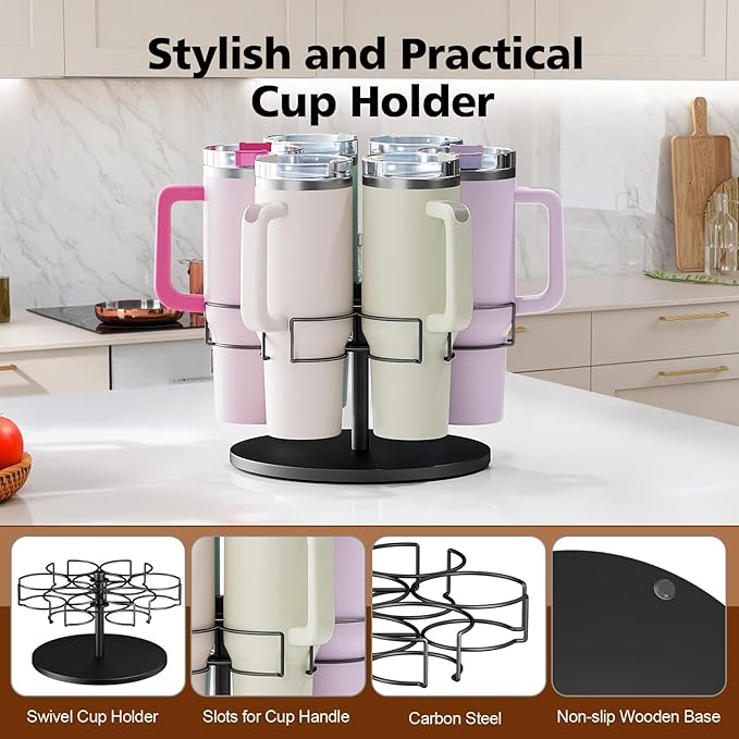 Water Bottle Organizer for Stanley 40 oz, Rotating Stanley Cup Organizer Holder, Tumbler Organizer Holder, Stanley Cup Accessories, Easy to Install, Black๏ผPatented Product๏ผ