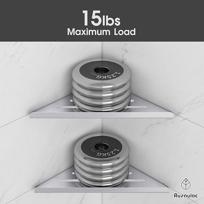 Shower Corner Shelf,304 Stainless Steel Shower Caddy, No Drill Shower Shelf,Won't Fall Off Shower Organizer, Large Capacity Floating Corner Shower Shelves Shampoo Holder (Silver 2-Pack)