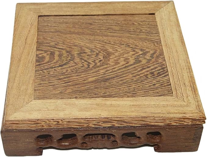Rosewood Plant Stand, Oriental Style, Multi-Purpose Display Stand (Brown, Square 6" Height 4")