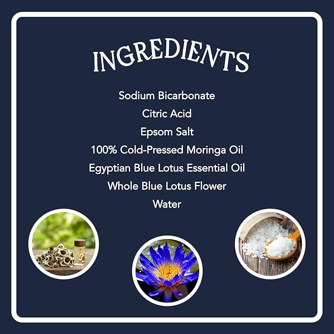 Blue Lotus Bath Bomb – Relaxing Spa-Grade Bath Soak with Calming Aromatherapy & Soothing Experience, Sleep Support, Meditation | 1 Pack