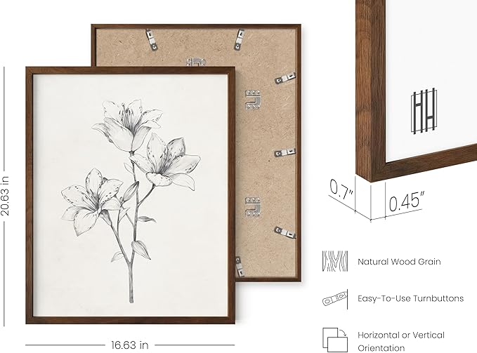 Haus and Hues Grey Floral Wall Art - Set of 4 Plant Posters for Wall Vintage, Botanical Prints, Black and White Flower Pictures for Room Aesthetic, Farmhouse Bathroom, Rustic Art (16x20, Framed