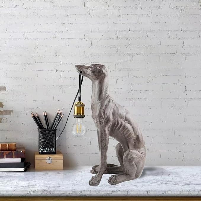 GY Dog Animal Table Lamp Modern Animal Shape Table Lamp Vintage Resin Lighting Perfect for Bedroom, Living Room, Office, College Dorm