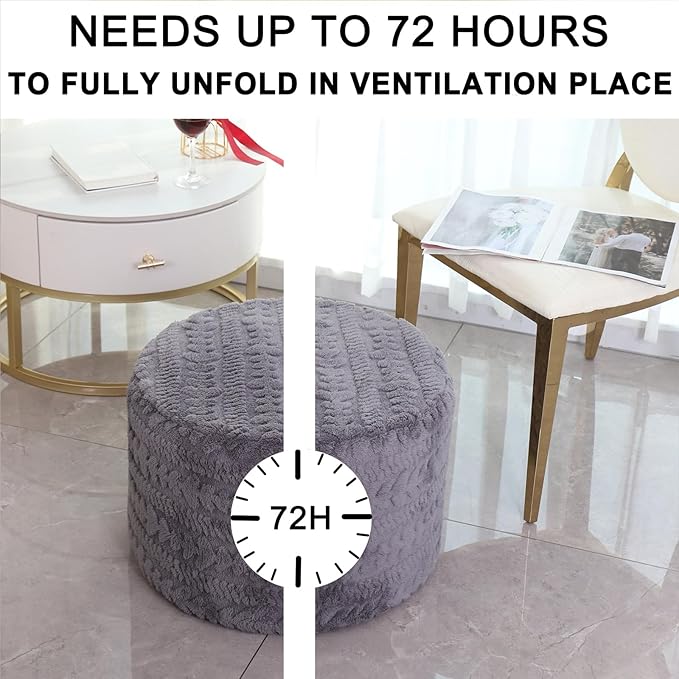 Asuprui Round Footstool Ottoman, 20x14 Inches Multi-Functional Modern Foot Stool,Floor Poufs, Sofa Footrest Extra Seating for Living Room, Entryway, Hallways and Bedrooms (Gray)