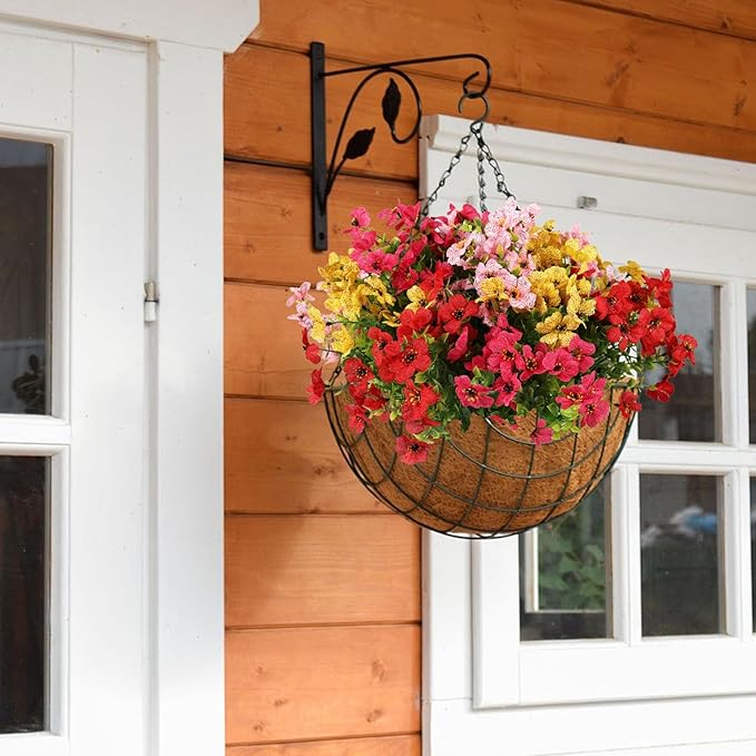 Artificial Flowers for Outdoors, 12 Bundles Artificial Plants & Flowers Outdoor, UV Resistant Faux Flowers Silk Fake Flower for Outside Porch Pot Window Garden Planter Decoration (Mixed Color)