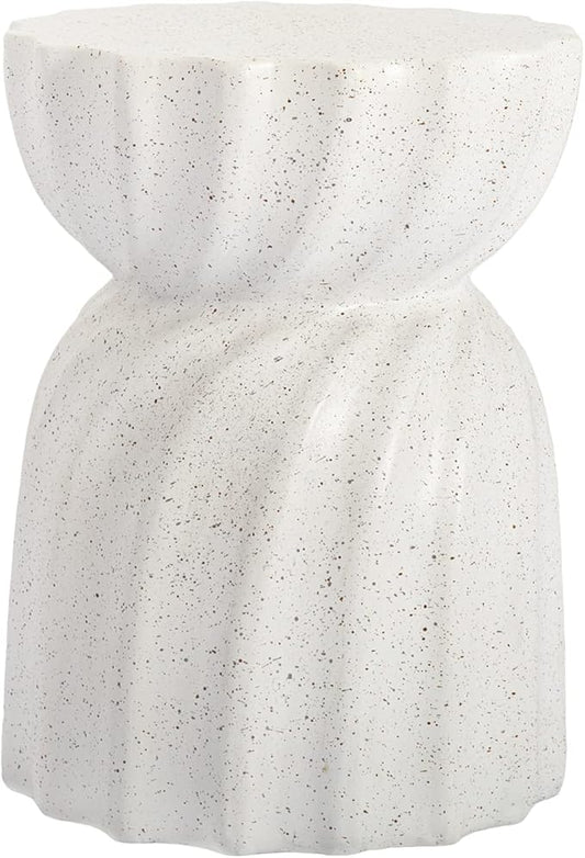 COSIEST Outdoor Side Table, Concrete Contemporary Lightweight Accent Table, Patio Side Tables End Table, Outdoor Accent Side Table for Livingroom, Garden, Hourglass, Graphite-Like White