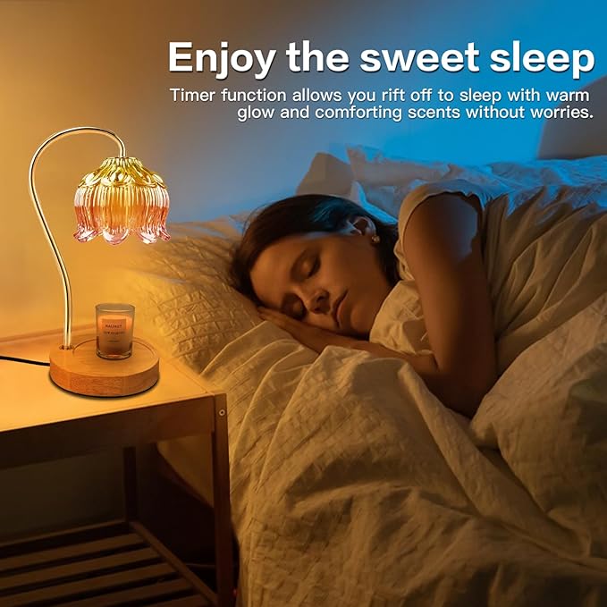 Dimmable Flower Candle Warmer Lamp, Orange Candle Warmer with Timer & 4Bulbs, Womens Gifts for Christmas Birthday, Unique Home Decor for Bedroom Living Room Decor Aesthetic