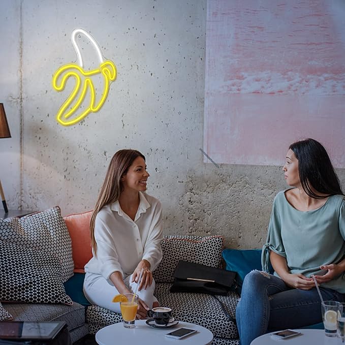 Banana Neon Signs Led Neon Lights Art Wall Decorative Lights Neon Lights for Room Wall Kids Bedroom Birthday Party Bar Decor 11''x19.7'' (Warm Yellow)