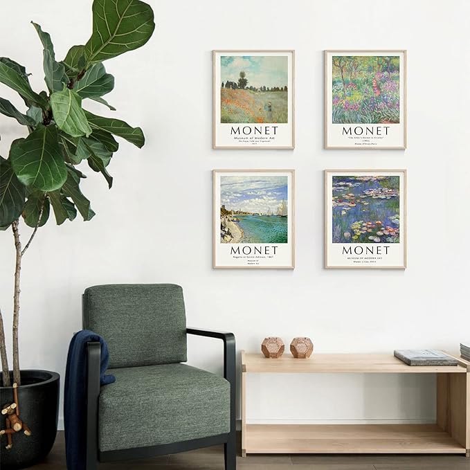 Claude Monet Artwork Paintings - UNFRAMED Wall Art Posters, Famouse Painting Prints, Vintage Decor for Living Room & Bathroom - 11"x14"