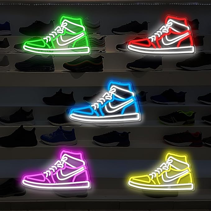 Sneaker Neon Sign Sports Shoe Neon Signs for Wall Dimmable LED Boys Neon Lights for Bedroom Man Cave Party Neon Bar Sign Shoes Light up Signs Wall Decor (Pink)
