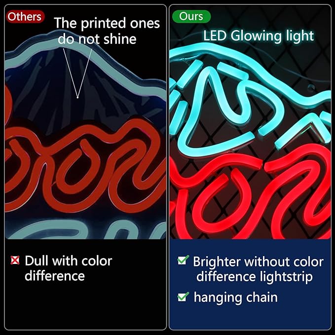 JFLLamp Crs LIGHT Neon Signs for Wall Decor Neon Lights for Bedroom Led Signs Suitable for Man Cave Bar Pub Restaurant Christmas Birthday Party Gift Led Art Wall Decorative Crs Light Bar Sign, 5V Usb Power, 17*11 Inch(Azure+red+white)