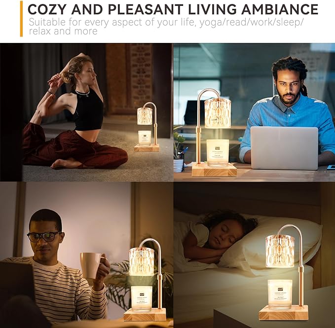 Candle Warmer Lamp with 3 Bulbs, Adjustable Height Dimmable Candle Warmer with Timer, Candle Lamp with Charming Gift Box Ribbon, Mothers Day Birthday Gifts for Women Mom