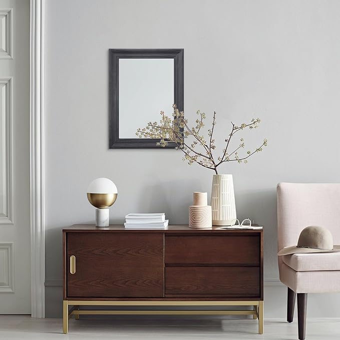 Retro Wall Mirror with Wood Frame Farmhouse Rectangle Hanging Mirrors Decorative for Bathroom Bedroom Living Room
