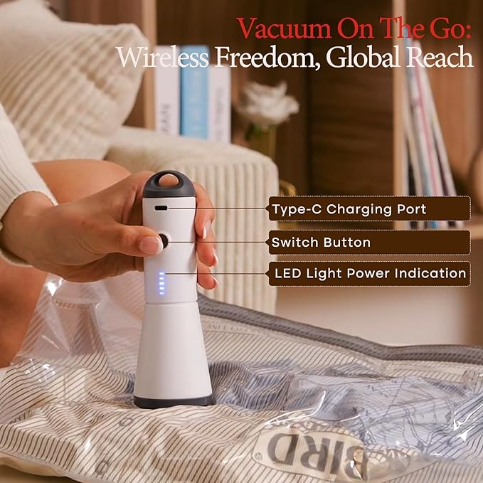 Vacuum Storage Bags for Travel with Rechargeable air Pump, 18 Pack Carry-on Size Compression Packing for Luggage and Suitcase, Space Saver Bags for Clothes and Clothing Travel