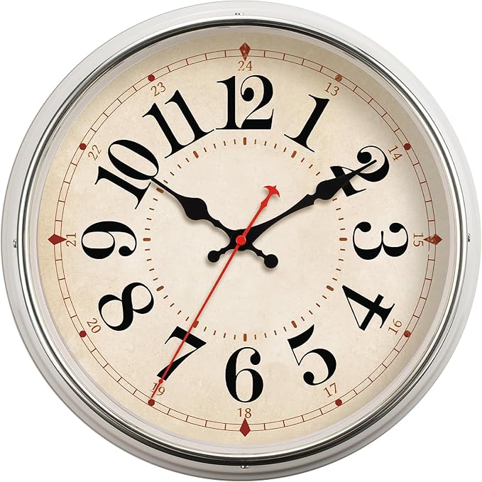 Wall Clock Metal 12.4" Retro Vintage Wall Clocks Countryside Style Silent Non Ticking Easy to Read for Living Room, Kitchen, Bedroom, Office, Bar(12.4" Beige)