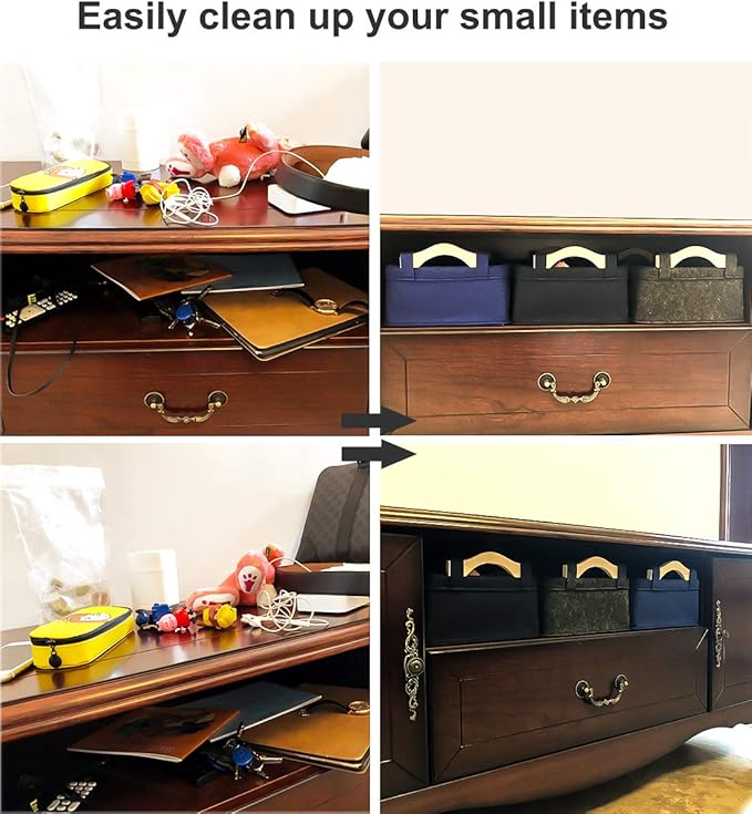 Collapsible Storage Basket Medium Rectangle Felt Fabric Baskets Storage Bins Organizer for Underwear Socks Bra Towel Toiletry Baby Products Storage Basket Light Gray