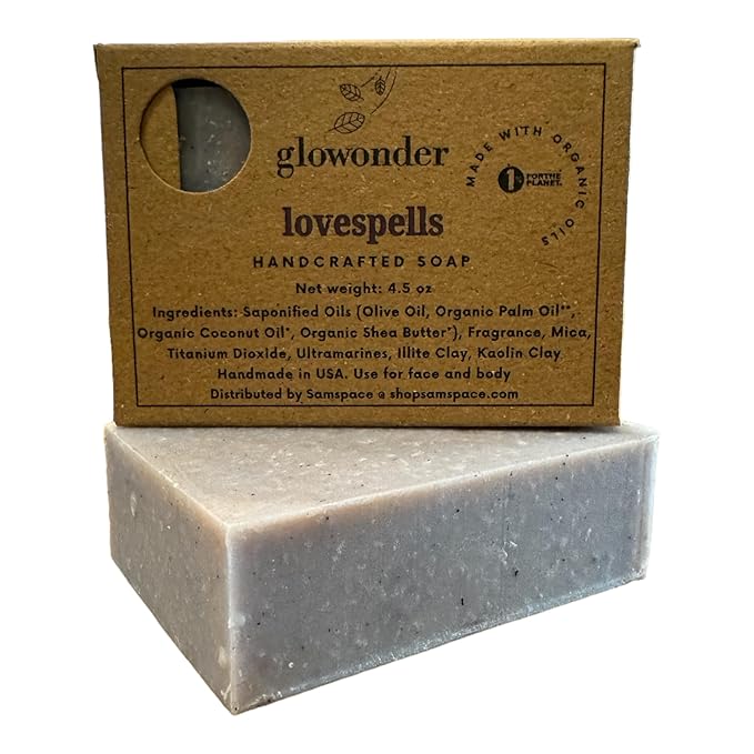 1 Pack Lovespells Handmade Organic Bar Soap for Face and Body - Moisturizing, All-Natural, Cruelty-Free - Botanical Ingredients - Shower, Bath, Hand Soaps, Gifts - 4.5 oz
