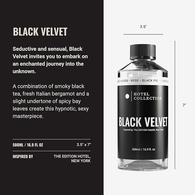 Hotel Collection - Black Velvet Essential Oil Scent - Luxury Hotel Inspired Aromatherapy Scent Diffuser Oil - Zesty Citrus, Juicy Black Fig, & Floral Rose - for Essential Oil Diffusers - 500mL