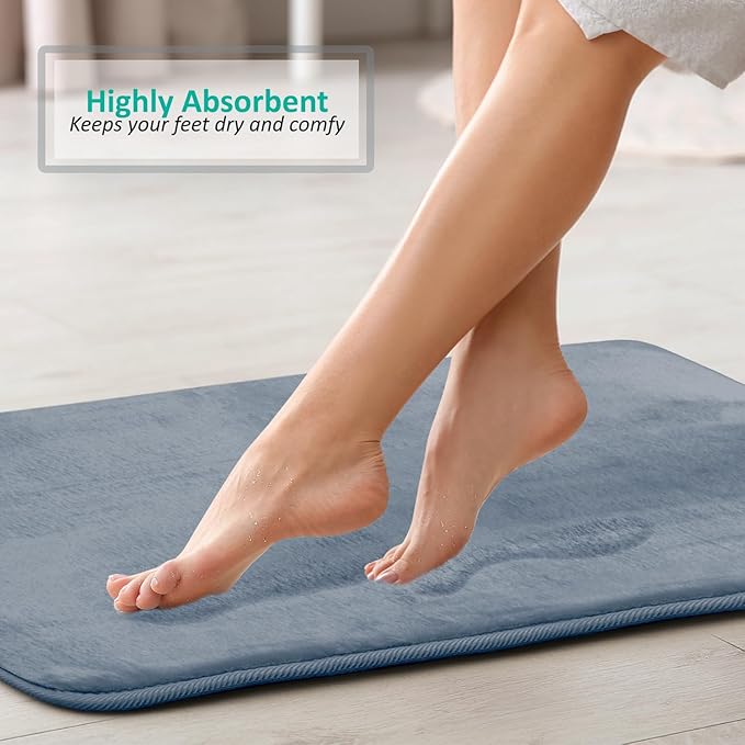 Clara Clark Bathroom Rugs, Velvet Memory Foam Bath Mat, Non-Slip Bath Rugs, Machine Wash, Dries Quickly, Ultra Soft Plush Bath Mats for Bathroom,