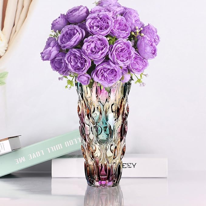 CEMABT Glass Vases for Flowers,Thickened 3.4 lb Morden vases for Tables Centerpieces, vase for Home Decor, Crystal,Colorful and Clear Rose Large Vases Christmas Day Gifts(Heavy Duty)