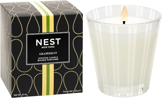 NEST New York Scented Classic Candle, Grapefruit - 8.1 oz - Up to 60-Hour Burn Time - Reusable Glass Vessel