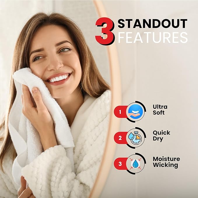 Infinitee Xclusives Luxury 100% Ring-Spun Cotton Hand Towels for Bathroom Set of 6 (16x28 inches) - Soft, Absorbent & Quick-Drying Bath Towels for Bathroom, Gym, Spa & Hotel Use (Tranquil Navy)