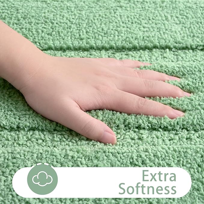HOMORE 24x60 Inch Bathroom Rug, TPR Backing Non Slip Long Bathroom Runner Rug, Thick Soft and Absorbent Microfiber Bath Mat, Washable Plush Bath Rugs and Mats for Shower Floor, Sage Green