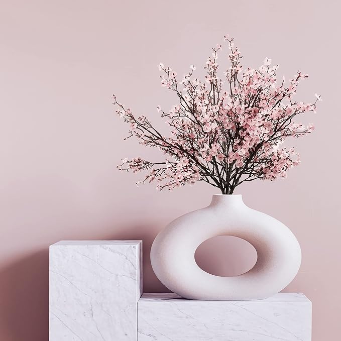 Uieke 15 Pcs Artificial Flowers Baby Breath Faux Artificial Gypsophila Bouquet Fake Silk Flowers Real Touch for Hotel Home Office Kitchen Bathroom Wedding Wall DIY Room Farmhouse Décor (Pink)