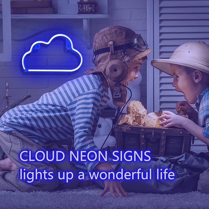 LED Cloud Neon Light for Wall Decor, Battery or USB Powered Cloud Sign Shaped Decoration Wall Lights for Bedroom Aesthetic Teen Girl Kid Room Christmas Birthday Wedding Party (Blue)