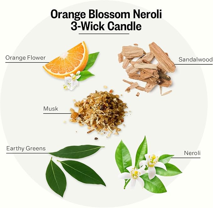 APOTHEKE Orange Blossom Neroli Scented Candles for Home - Aromatherapy 3-Wick Jar Candle with Soy Wax Blend - Long-Lasting Scent with Natural Essential & Perfume-Grade Oils