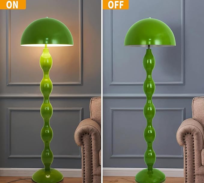 Green Floor Lamp Mushroom Lampshade,Vintage Floorlamp,Unique Lamps for Living Room Bedroom,Retro Tall Standing Lamp for Study,Girl's Room,Office,Apartment,Home Decor,Pretty Lamps Floor,Mid Century