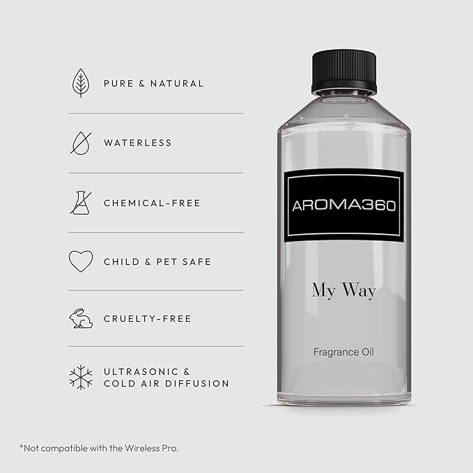 Aroma360 - My Way Fragrance Oil Blend | Hotel Inspired for Luxury Essential Oil Diffusers | Aromatherapy Scent Diffuser Oil | Lush Sandalwood, Warm Cedar, and Delicate Florals. - 500ML