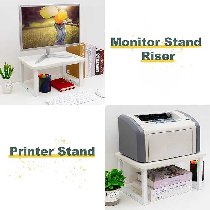 Wooden Step Stool with 500 Pounds, Wide Bed Step Stool for Adults,Wood White Step Stool&Stable Solid Metal Frame for Kitchen, Bedroom, Living Room, Bathroom