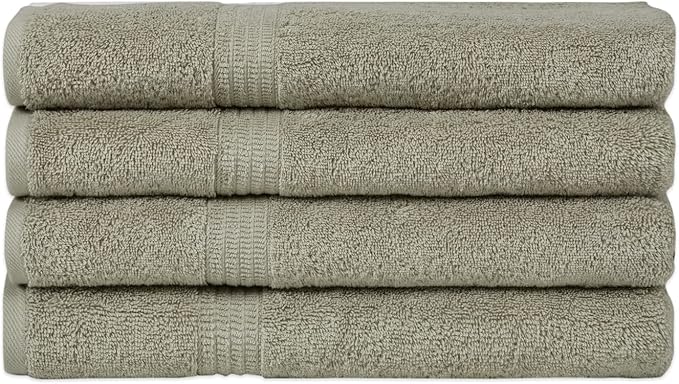HOMELOVER 4 Piece Luxury Bath Towel Set - 100% Organic Cotton, 500 GSM, Hotel Quality, Highly Absorbent, Soft & Quick Drying Bathroom Towels for Showering, Washing & Guests (Space Gray)