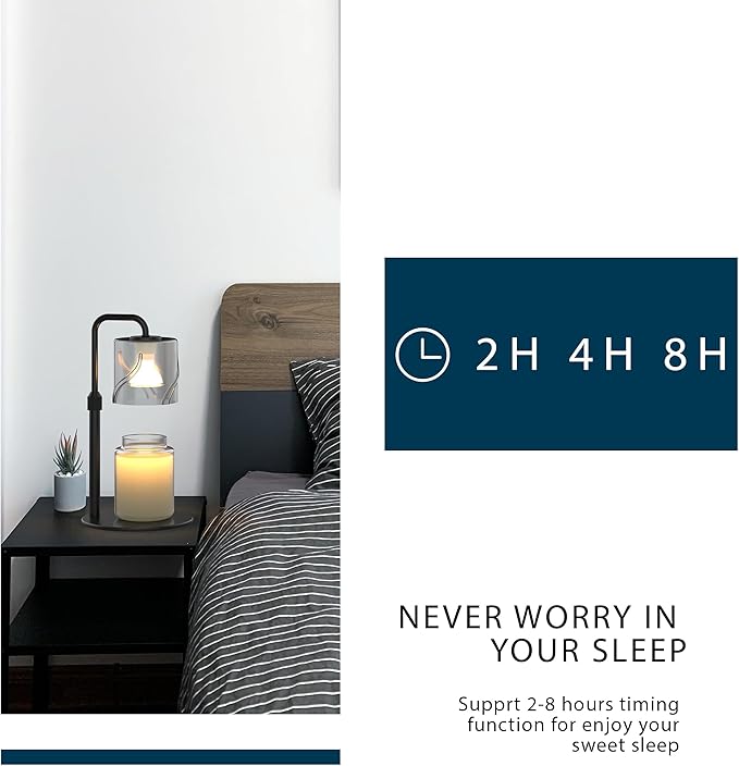 Candle Warmer Lamp with Timer Dimmer, with 2 Bulbs,Adjustable Height,Mothers Day Gifts for Mom,Birthday Gifts for Women,for Yankee Jars,for Room Home Decor (Black)